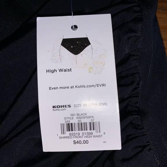 NWT EVRI 4X bathing suit bottom plus size black rouched sides 26/28W - Picture 6 of 7